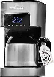 Profi Cook PC-KA 1191 Coffee Machine, 8-10 Cups, Timer, Sensor Touch Control, Double-Walled Thermos Flask with 1.2 Litre Volume, Aroma Closure, Stainless Steel Filter Coffee Machine,