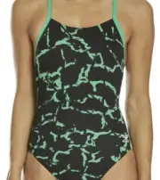 NWT Speedo Endurance Women's Wrack It Up Flyback Swimsuit- Green/Black size 28*