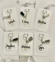 Custom Name/Colour Keyring Name Bag Tag Personalised Gifts Favours Gift