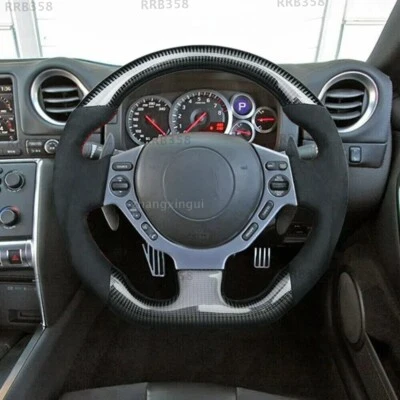 Carbon Fiber Alcantara Leather Steering Wheel Fits for 2007-2016 Nissan GTR R35