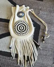 Concentric Circle - Hand Beaded Rosette-Medicine Bag-Rendezvous, Hiking, Hunting
