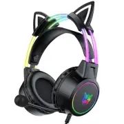 ONITOON Lightweight Gaming Headset with Detachable Cat Ears RGB Lighting Wire...