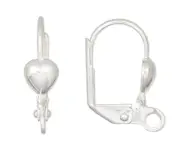 Ear Wire, 100 Silver Plated Brass 16mm Lever Back with 5mm Heart & Loop Earrings