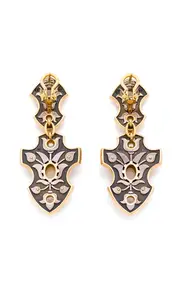[Elie Top] Blason 18K Yellow Gold, Distressed Silver Opal Earrings