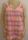 NWT $54 G.H. Bass & Co Rose Water PLAID Sleeveless Button Shirt Womens Medium M