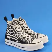 Converse Women's CTAS Lift Hi Top Platform Sneakers A03713C White/Black Zebra
