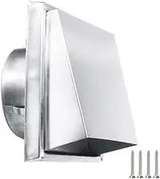 Gbtdoface 1PC Extractor Fan Vent Cover,Stainless Steel Wall Vent,Stainless Steel Square Extractor Fan Duct Vent Mesh Cover Screw Sealing Ring Set(125mm)