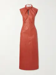 [Johanna Ortiz] Johanna Ortiz - + Net Sustain Symbol Of Power Cutout Faux Leather Maxi Dress - Red - US6 US 6 Red