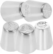 UPKOCH 5Pcs Christmas Russian Piping Tips Holiday Design Cake Decor Baking Set