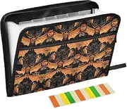 Filing Folder 13 Pockets A4 Letter Size with Zipper Closure for Document Storage Bats Pumpkins Unique organizador