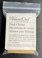 New PAMPERED CHEF Set of 4 Wine Glass Stemware Drink Charms #2154 Twist Around