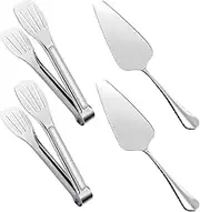 4 Pcs Kitchen Cooking Tongs Stainless Steel Cake Slicer with Serrated Edges for Kitchen, and Wedding