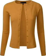 [FLORIA] Women's Slim Fit Long Sleeve Button Down Crew Neck Knit Cardigan Sweater