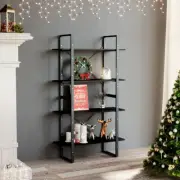 NNEVL 4-Tier Book Cabinet Black 80x30x140 cm Chipboard