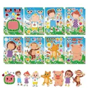 8x Cocomelon Face Making Sticker. Party Game Lolly Loot Bag Cake Cupcake Balloon