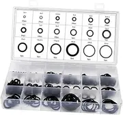 Ronyme 225Pcs Universal O Rings Assortment O Ring Gasket Kit Black Rubber O Rings Kit for Plumbing Washer Seal Professional Plumbing