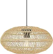 EMLIVIAR Rattan Pendant Lights, 16'' Boho Chandelier, Large Wicker Pendant Light Coastal Hanging Lighting Fixtures, Hand Woven Hemp Rope Twine, AUG41MIL