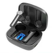 Wireless Bluetooth 5.0 LED Display HD Sports Binaural Mini Stereo Headphones with Microphone - Black
