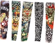 [jojofuny] Sports Tattoo Sleeves Tattoo Arm Sleeves UV Protection Sleeves Ergonomic Arm Sleeves Running Arm Sleeves Fake Arm Sleeves Outdoor Arm Sleeves Sports Arm Sleeves Polyester