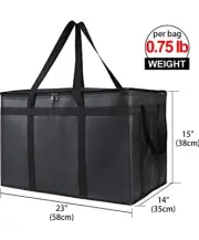 Large Food Delivery Insulated Black Bags Pizza Takeaway Thermal Cold/Warm Bag