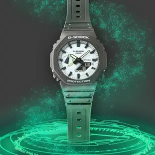 【CASIO 卡西歐】G-SHOCK 酷炫光芒 農家橡樹 八角形運動雙顯手錶-深灰色 45.4mm(GA-2100HD-8A)