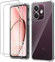 Electro-weideworld Ultra Thin Shockproof Soft TPU Clear Protective Case for Oppo A60 5G/Oppo A40 (2 Pack with Screen Protector)