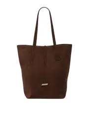 Liffner | Tall Sprout Tote in Brown Suede | The UNDONE