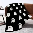 Rectangle Flannel Blanket Double-sided Cozy Halloween Ghost for Sofa Bed Soft