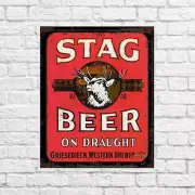 STAG BEER on draught Tin Sign Metal Bar sign Pub metal sign Poster