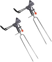 NUZAMAS Set of 2 River Bank Beach Rod Holders, Steel and Aluminum Alloy Built, Adjustable, Sand Soil Spike, Grey Color