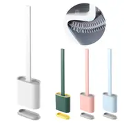 Vivva Bathroom Silicone Bristles Toilet Brush Holder Creative Cleaning Brush Set Leak-proof Base - 3 Colours