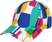 [pvinnk] Cocktail Glasses and Wine Bottles Print Stylish Hat Headwear Hat Baseball Cap Adjustable Snapback Hat for Men and Women, Black, One Size