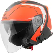Bogotto H586 BT Illus Bluetooth Jet Helmet, black-orange, Size M for Men Black Orange