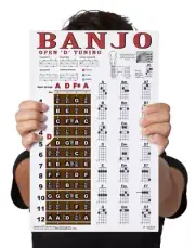 LAMINATED 5 String Banjo Chord Poster Open D Tuning Chords Plucky Travel