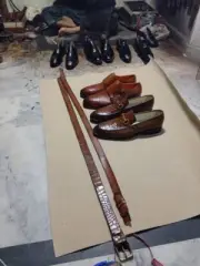 Handmade Brown double monk strep Leather shoes and brown crocodile moccasin shoe