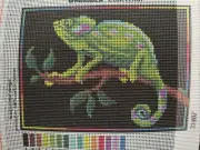 Printed needlepoint tapestry canvas only 7x9.5 inch Orchidea Chameleon