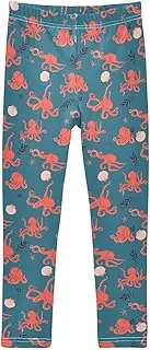 [Joisal] Squid Dark Blue Leggings for Girls, Flexible for Leggings for Teens, 4-10T