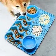 Lick Mat for Dogs Silicone Dog Licking Mat with Suction Cups Creative Slow Feeder Mat Multipurpose Dog Licking Pad for Stress Relief Slow Eating (Blue, M)