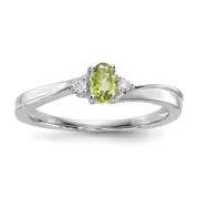 Sterling Silver Rhodium-plated Peridot u0026 Diamond Birthstone Ring