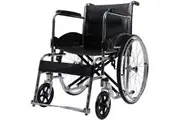 Equipmed Folding Manual Wheelchair Self Propelled, 24' Rear Wheels, Chrome Steel Frame, 46cm Wide Seat, 100kg Capacity, Park Brakes