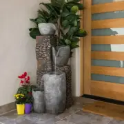 Alpine Corporation 4-Tier Stone Bowl Fountain with Led Light