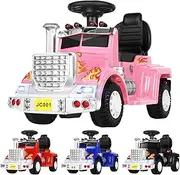 ALFORDSON Kids Ride On Truck 6V Motor, Eletric Toy Car with Music Player, LED Lights, Ride-on Car Design Vehicle SUV Tractor Toy, Pink