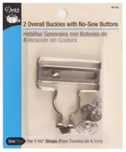 Dritz ~ (88-65) - 1 5/8" Overall Buckles & No-Sew Buttons ~ Nickle