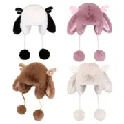 Cartoon Plush Antler Hat Ear Flap Hat Fun Ear Protective Cap Cold Weather Beanie