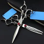 Hair Cutting Scissors, 6 Inch Professional Steel Gem Scissor Dragon Handle Haircut Thinning Barber Cutting Shears Hairdressing Scissors Set