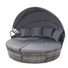 Sun Lounge Setting Wicker Lounger Day Bed Patio Outdoor Furniture Grey Gar R-ABC