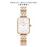 【DANIEL WELLINGTON】DW 手錶 QUADRO LUMINE 20X26 星辰貝母盤珠寶式錶鍊- 白錶盤