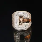 Round & Baguette Cut VVs Moissanite Iced Out Hip Hop letter C Ring 925 Silver