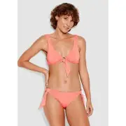 NEW REVOLVE SEAFOLLY WOMEN'S PEACH ACTIVE RING SIDE HIPSTER BIKINI PANTS SIZE 4