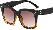 [HAOMAO] Square Big Frame Uv400 Gradient Sunglasses For Women And Men For Fishing Driving Multi Blackleopard